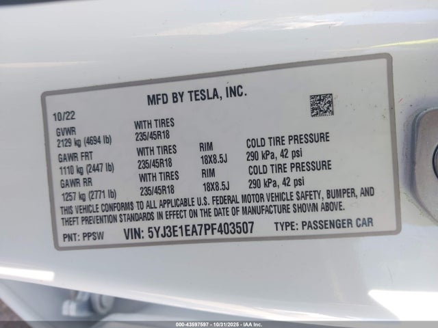 2023 TESLA MODEL 3 5YJ3E1EA7PF403507 Photo 8