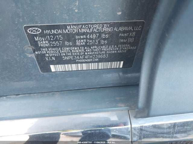 Hyundai Sonata Limited 2015 5NPE34AF4FH239683 Image 9