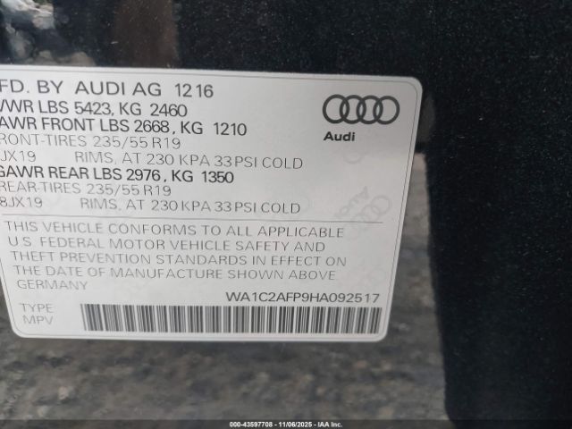 2017 AUDI Q5 WA1C2AFP9HA092517 Photo 8