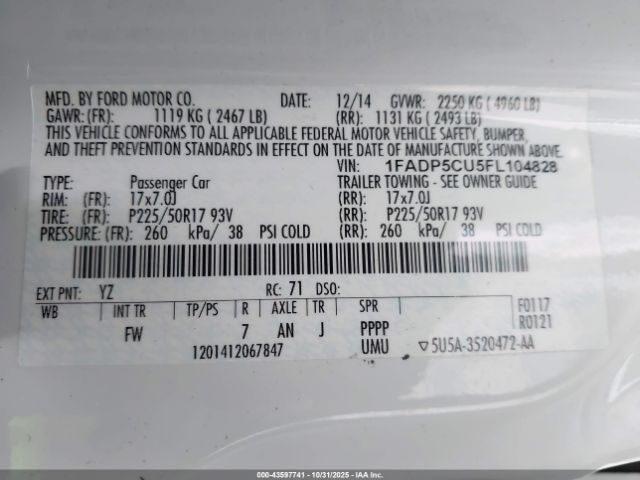 2015 FORD C-MAX ENERGI 1FADP5CU5FL104828 Photo 8