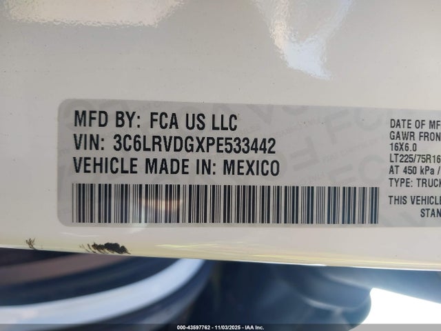Продажа на аукционе авто 2023 Ram Promaster 2500 High Roof 159 Wb, vin: 3C6LRVDGXPE533442, номер лота: 43597762