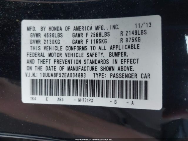 2014 ACURA TL 19UUA8F52EA004893 Photo 8