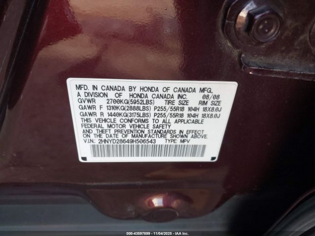2009 ACURA MDX 2HNYD28649H506543 Photo 8