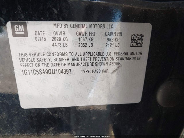 Chevrolet Malibu Limited Lt 2016 1G11C5SA9GU104397 Image 9