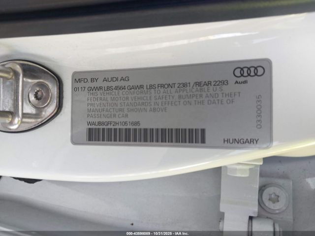 2017 AUDI A3 WAUB8GFF2H1051685 Photo 8