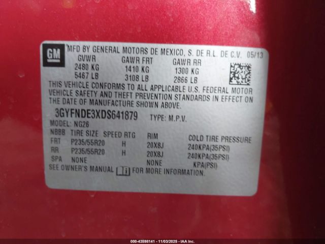 2013 CADILLAC SRX 3GYFNDE3XDS641879 Photo 8