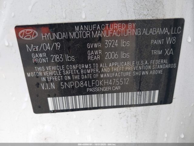 2019 HYUNDAI ELANTRA 5NPD84LF0KH475512 Photo 8