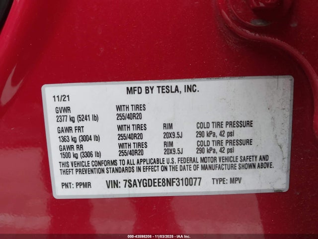 2022 TESLA MODEL Y 7SAYGDEE8NF310077 Photo 8