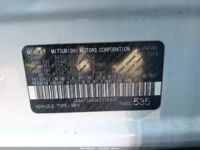 2019 MITSUBISHI ECLIPSE CROSS JA4AT3AA5KZ016935 Photo 8