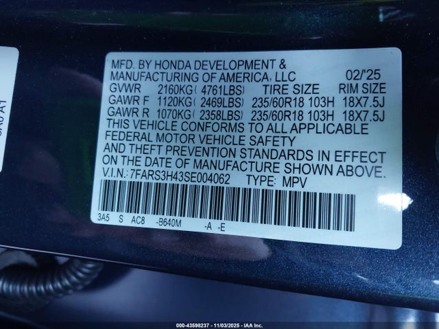 Honda Cr-v Ex 2wd 2025 7FARS3H43SE004062 Image 9