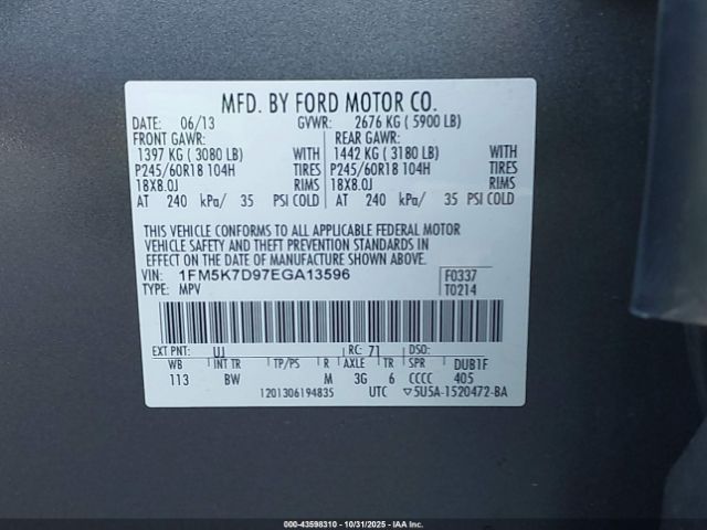 2014 FORD EXPLORER 1FM5K7D97EGA13596 Photo 8