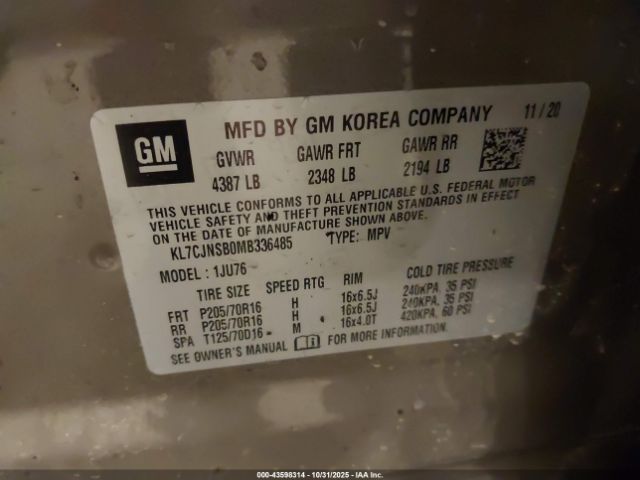 2021 CHEVROLET TRAX KL7CJNSB0MB336485 Photo 8