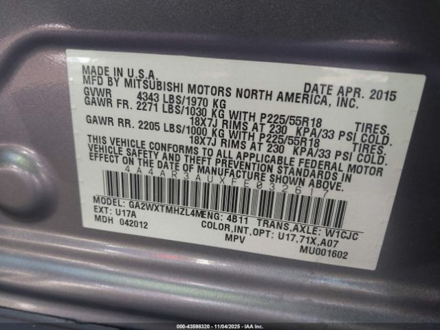 2015 MITSUBISHI OUTLANDER SPORT 4A4AR3AUXFE032617 Photo 8