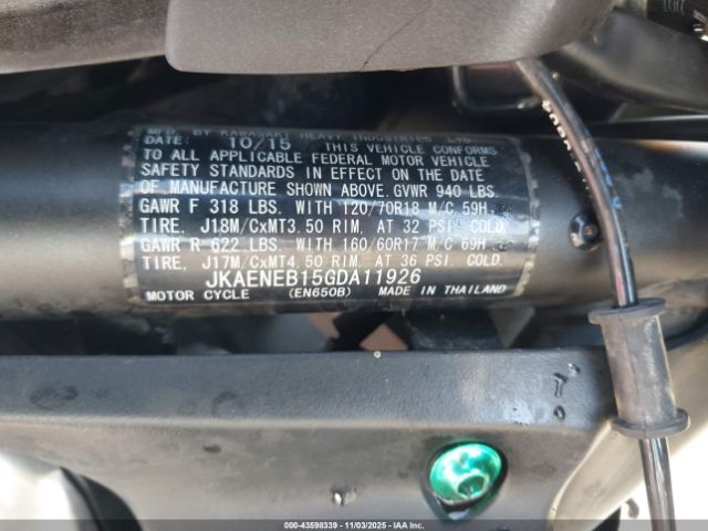 2016 KAWASAKI EN650 JKAENEB15GDA11926 Photo 9