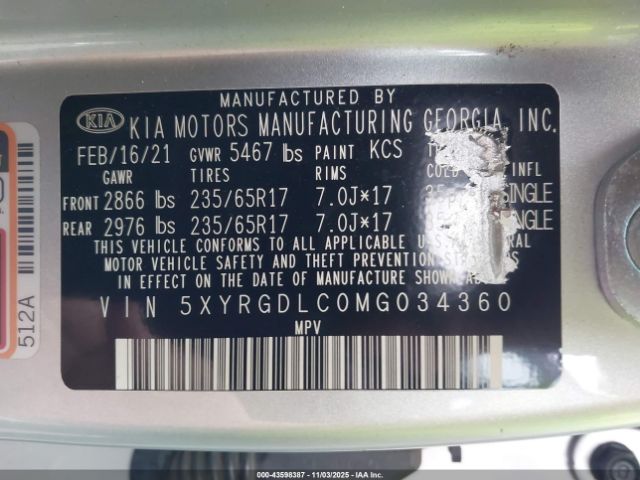 2021 KIA SORENTO 5XYRGDLC0MG034360 Photo 8