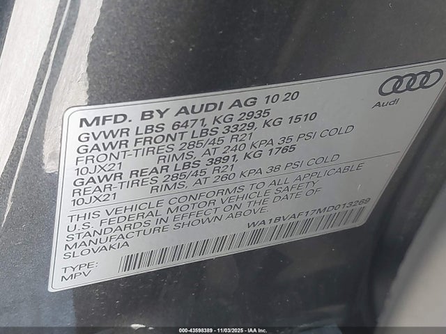 2021 AUDI Q8 WA1BVAF17MD013269 Photo 8