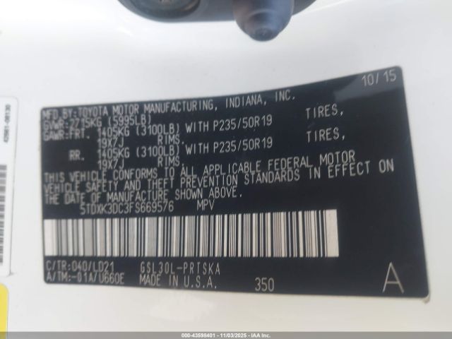 2015 TOYOTA SIENNA 5TDXK3DC3FS669576 Photo 8