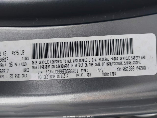 Jeep Compass 2014 1C4NJDBB6ED586261 Image 9