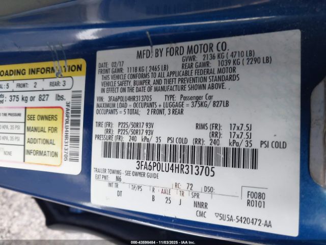 2017 FORD FUSION HYBRID 3FA6P0LU4HR313705 Photo 8