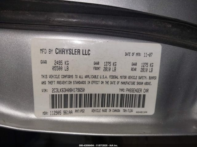 2008 CHRYSLER 300C 2C3LK63H08H179650 Photo 8