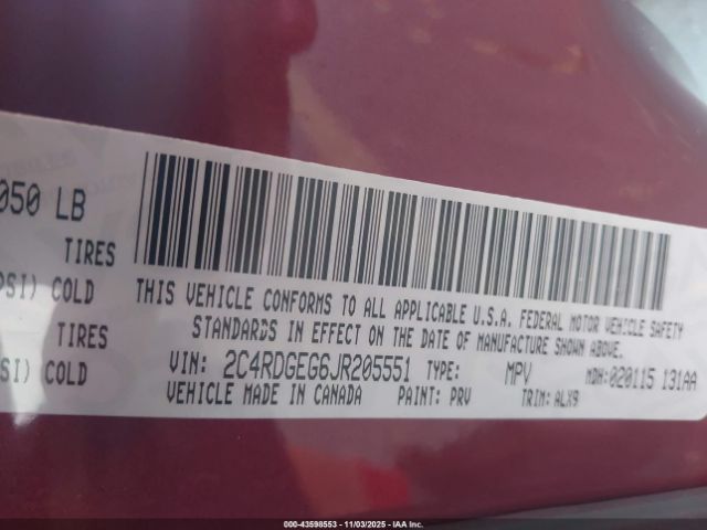 2018 DODGE GRAND CARAVAN 2C4RDGEG6JR205551 Photo 8