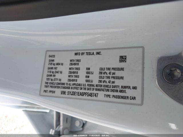 2023 TESLA MODEL 3 5YJ3E1EA6PF548747 Photo 8