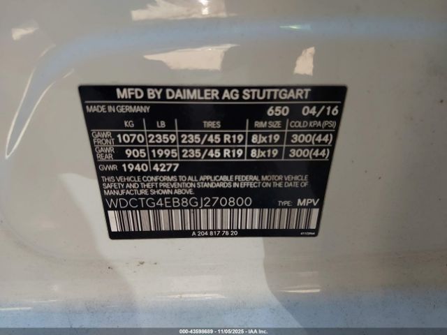 2016 MERCEDES-BENZ GLA 250 WDCTG4EB8GJ270800 Photo 8