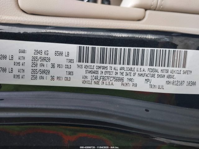 2015 JEEP GRAND CHEROKEE 1C4RJFBG7FC756806 Photo 8