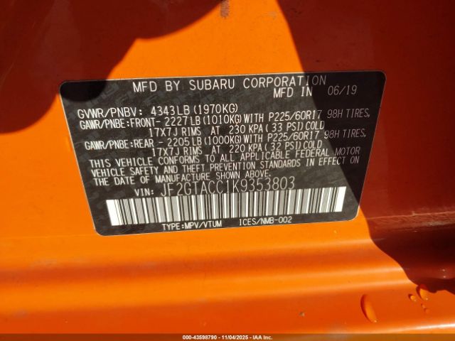 2019 SUBARU CROSSTREK JF2GTACC1K9353803 Photo 8