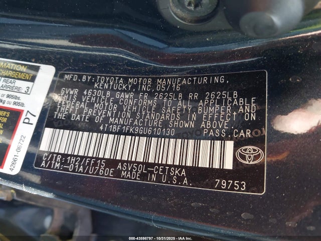 Toyota CAMRY SE 2016 4T1BF1FK9GU610130 Image 9