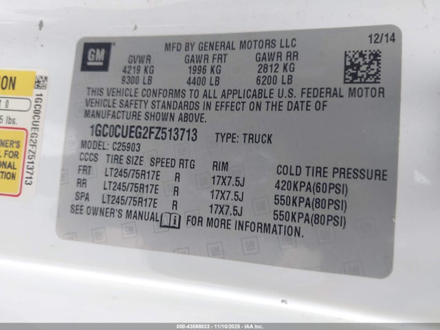 1GC0CUEG2FZ513713 Chevrolet Silverado 2500hd Wt