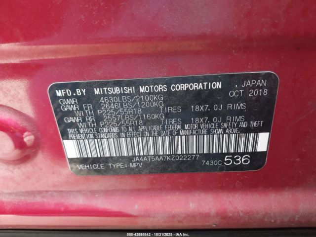 2019 MITSUBISHI ECLIPSE CROSS JA4AT5AA7KZ022277 Photo 8