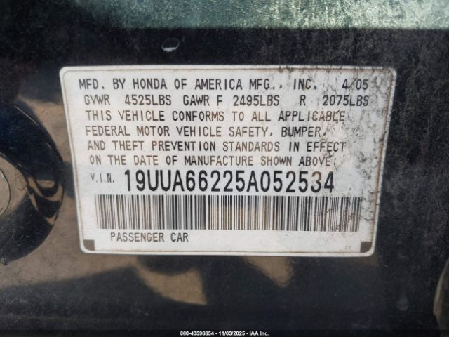 2005 ACURA TL 19UUA66225A052534 Photo 8
