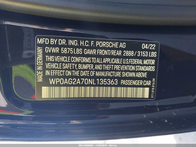 2022 PORSCHE PANAMERA WP0AG2A70NL135363 Photo 8