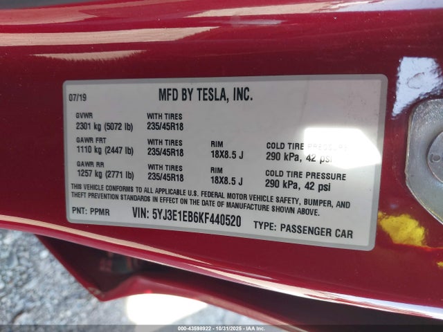 2019 TESLA MODEL 3 5YJ3E1EB6KF440520 Photo 8