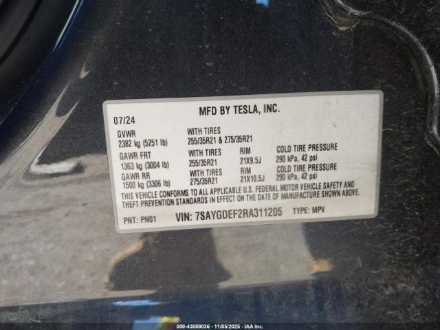 2024 TESLA MODEL Y 7SAYGDEF2RA311205 Photo 8