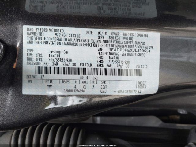 2018 FORD FOCUS 1FADP3FEXJL300524 Photo 8