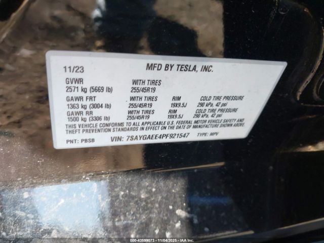 2023 TESLA MODEL Y 7SAYGAEE4PF921547 Photo 8