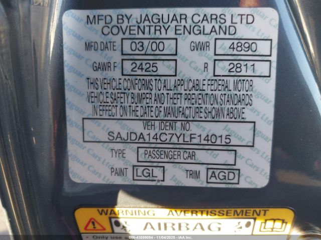 2000 JAGUAR XJ8 SAJDA14C7YLF14015 Photo 8