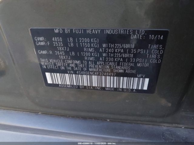 2015 SUBARU OUTBACK 4S4BSENC4F3248497 Photo 8