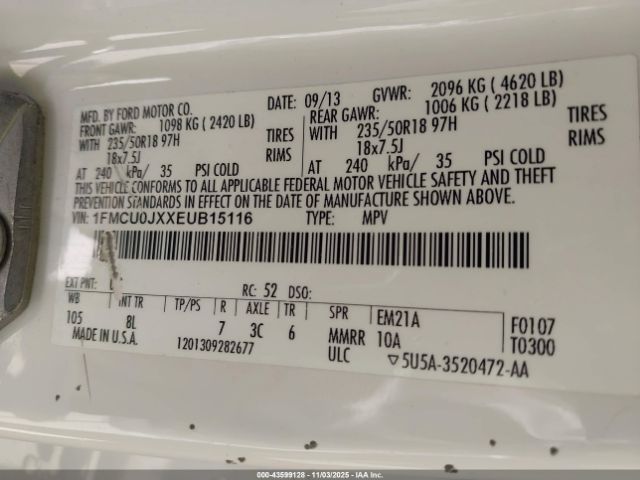 2014 FORD ESCAPE 1FMCU0JXXEUB15116 Photo 8