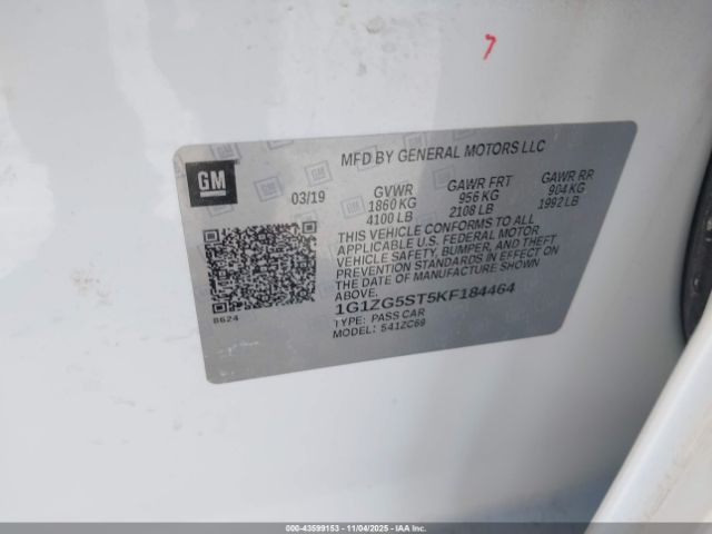 2019 CHEVROLET MALIBU 1G1ZG5ST5KF184464 Photo 8