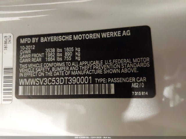 2013 MINI HARDTOP WMWSV3C53DT390001 Photo 8