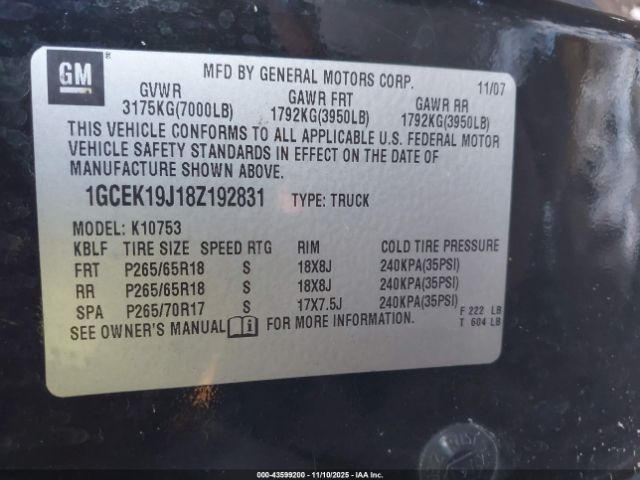 2008 CHEVROLET SILVERADO 1500 1GCEK19J18Z192831 Photo 8