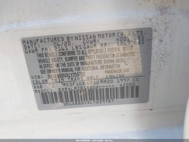 Nissan Sentra Sr Xtronic Cvt 2020 3N1AB8DVXLY259787 Image 9
