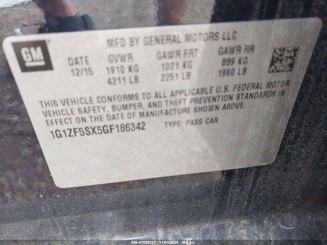 1G1ZF5SX5GF186342 Chevrolet MALIBU 2LT