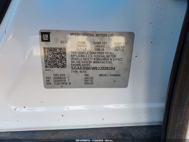 Продаж на аукціоні авто 2018 Buick Enclave Essence, vin: 5GAERBKW9JJ228164, номер лоту: 43599232