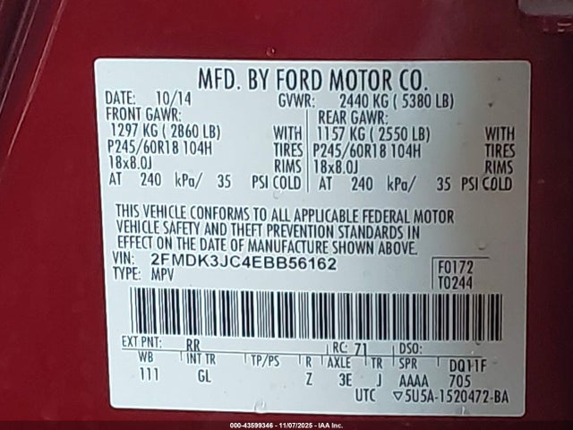 Ford EDGE SEL 2014 2FMDK3JC4EBB56162 Image 9