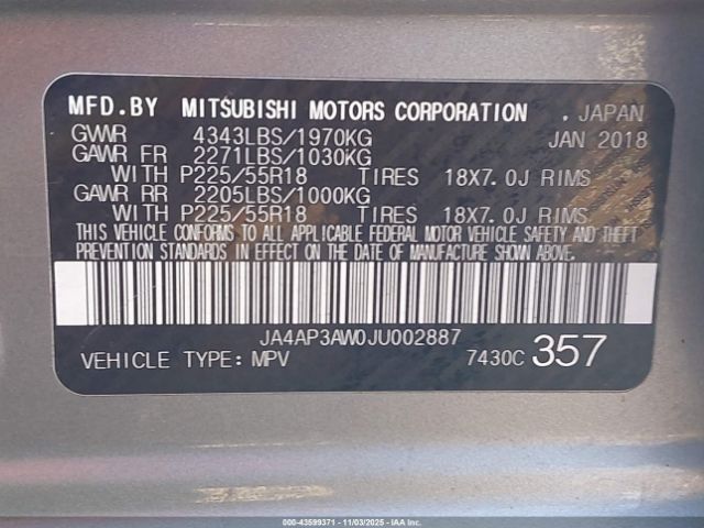 2018 MITSUBISHI OUTLANDER SPORT JA4AP3AW0JU002887 Photo 8