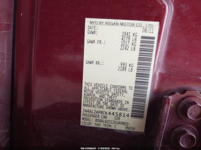 2012 NISSAN ALTIMA 1N4AL2AP8CN445814 Photo 8